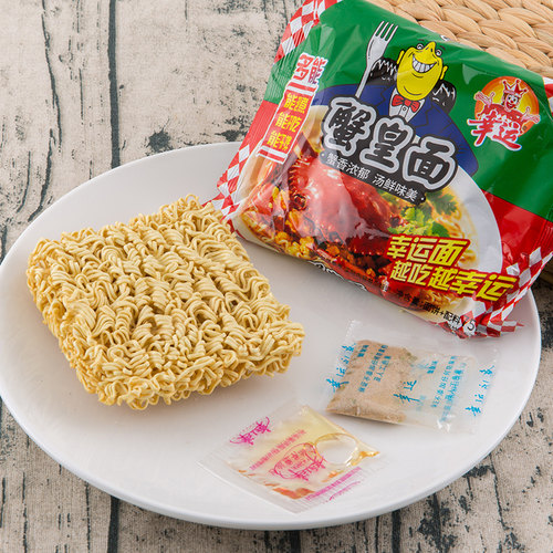 幸运方便面蟹皇面蟹黄整箱85g*24袋装干吃干脆面泡面条怀旧双料包 - 图1