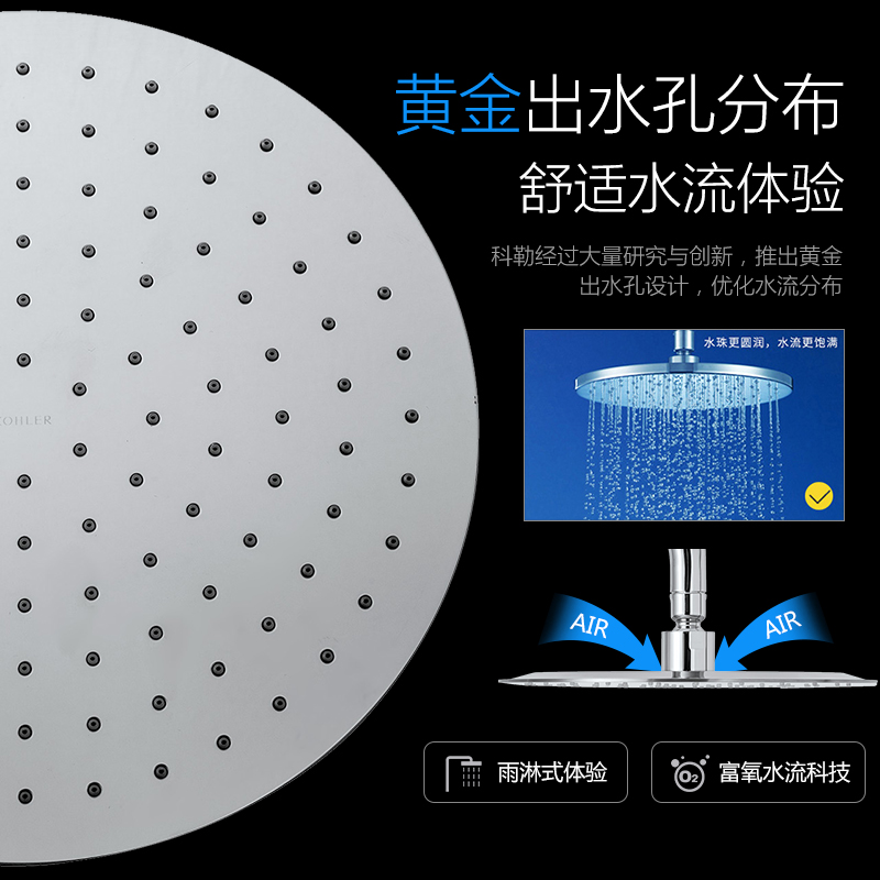 科勒旗舰淋浴花洒套装淋浴器家用卫浴三出水沐浴增压花洒头21088T - 图1