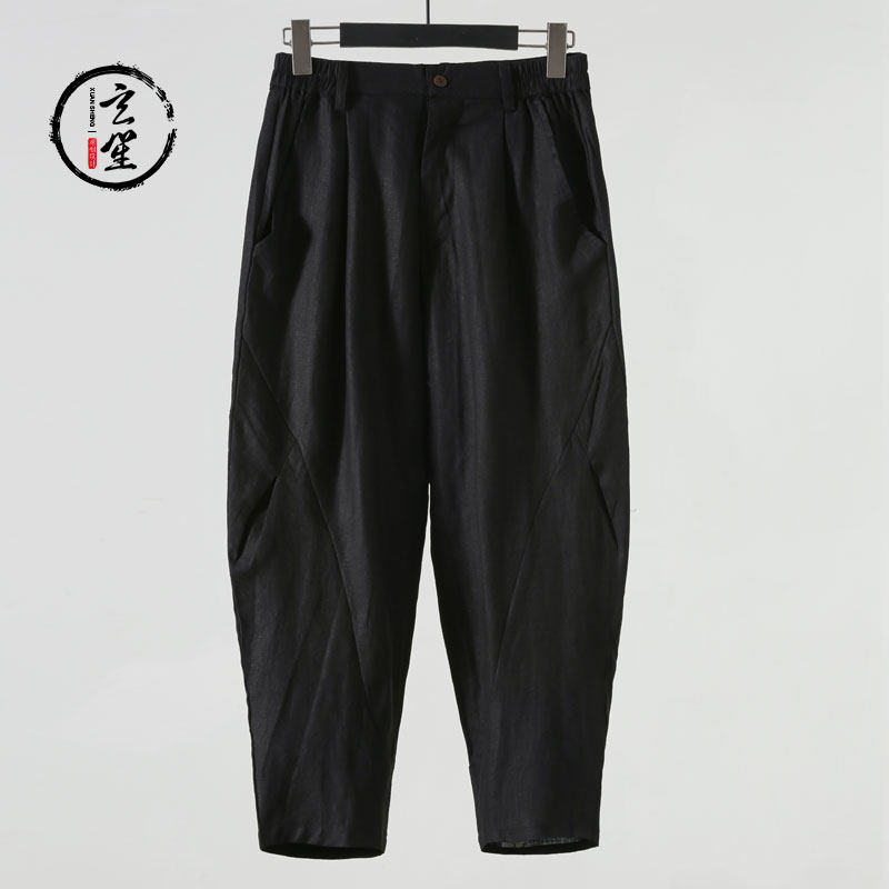 亚麻裤男九分裤夏季薄款修身棉麻宽松小脚休闲裤男麻料裤子,淘宝优惠券,粉丝福利购,淘宝优惠卷