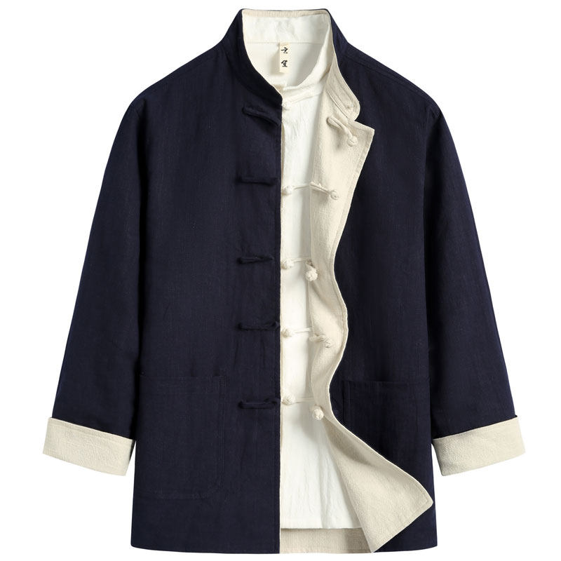 唐装男春季中国风男装麻料两面穿外套中式手工盘扣复古上衣男,淘宝优惠券,粉丝福利购,淘宝优惠卷