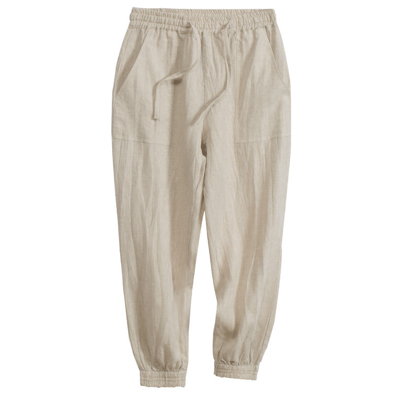 亚麻裤男九分裤夏季薄款休闲裤子麻布男装宽松束脚收口小脚男裤,淘宝优惠券,粉丝福利购,淘宝优惠卷