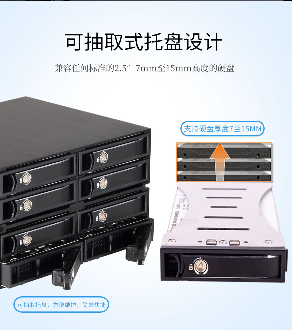 8盘位2.5寸SATA/SAS光驱位热插拔硬盘抽取盒MINI-SAS/HD/SFF-8643 - 图1