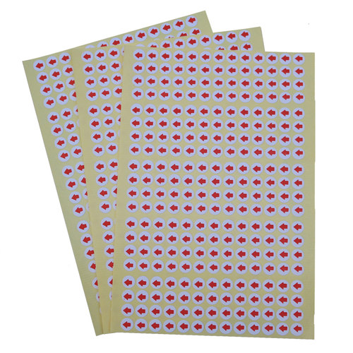 圆形箭头贴纸不良品标签返工返修不合格次品不干胶标识红色小箭头 - 图3