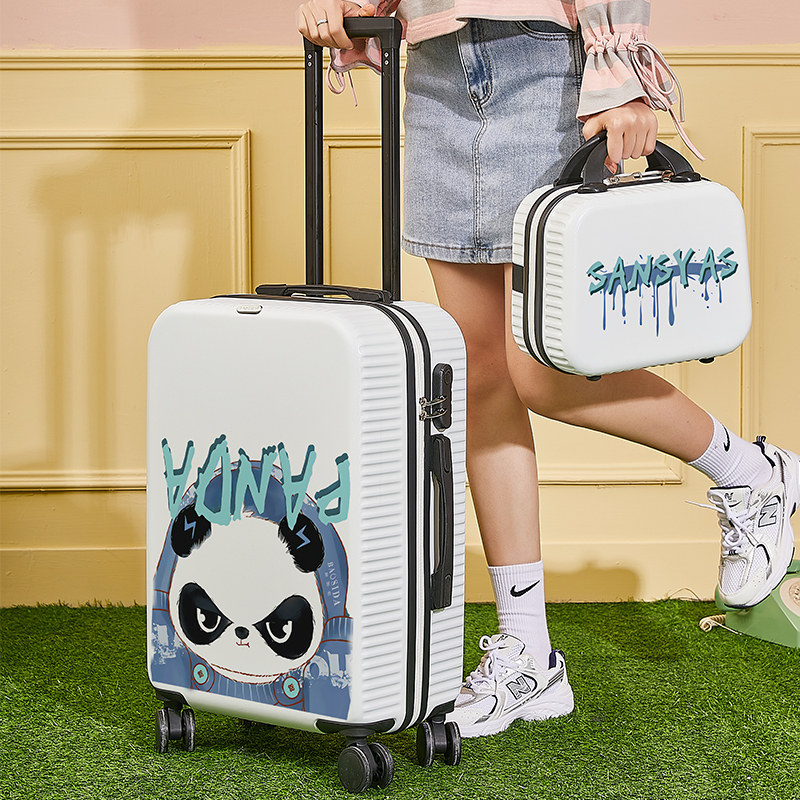 新款涂鸦女20寸小型24耐用旅行箱子 卡新旅行箱
