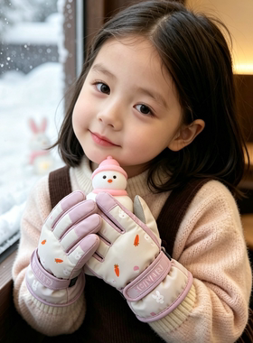 儿童滑雪手套冬玩雪防泼水新款加厚绒棉保暖骑车子男宝女孩小学生