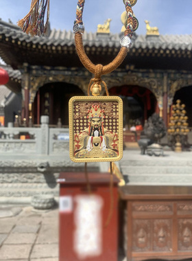 山西五台黄铜立体五爷文殊手绘