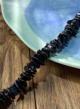 天然黑碧玺9*4mm碎石隔片珠散珠手工diy串珠手链项链饰品配件S808