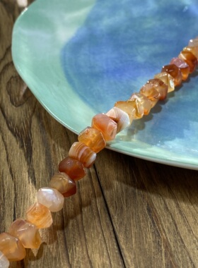 天然橙色波斯湾6*11mm冲角珠散珠子手工diy串珠项链饰品配件S893