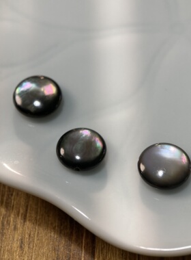 天然黑蝶贝10mm圆片珠散珠手工diy串珠手链项链饰品配件材料X03