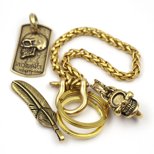 创意纯铜马蹄钥匙扣 男腰挂复古汽车钥匙扣挂件 纯手工黄铜钥匙扣 - 图3