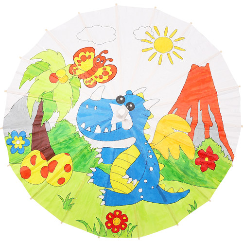 儿童空白油纸伞diy手工绘画伞材料手绘创意涂色道具幼儿园小雨伞 - 图3