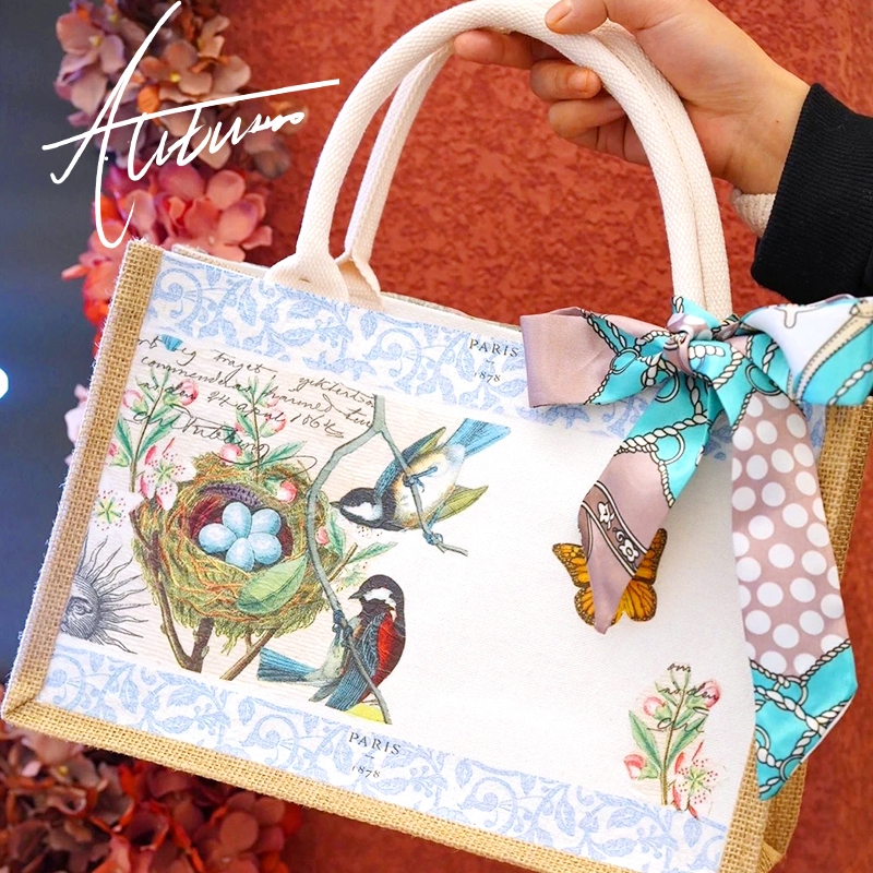 感恩节蝶古巴特diy材料包帆布包手工创意制作手绘麻布袋团建活动