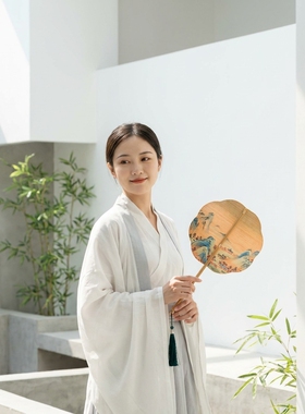 古风团扇汉服搭配蒲扇竹丝腰扇复古大团扇白竹柄手工编织国风团扇