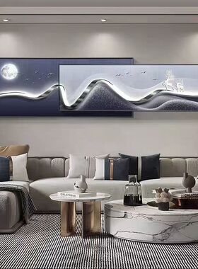 抽象简约风客厅装饰画现代轻奢沙发背景墙叠加挂画高级感卧室壁画