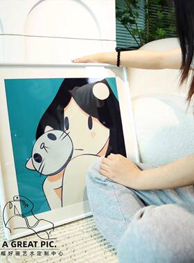天野健维纳版画潮流艺术斯美女画网红卧室挂画摆件沙发背景装饰画