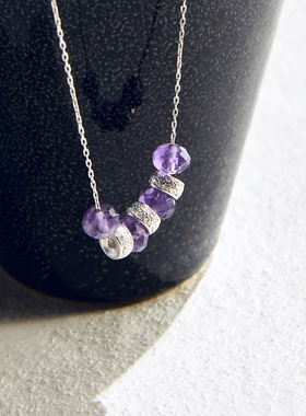 紫水晶项链吊坠天然百搭精致时尚
