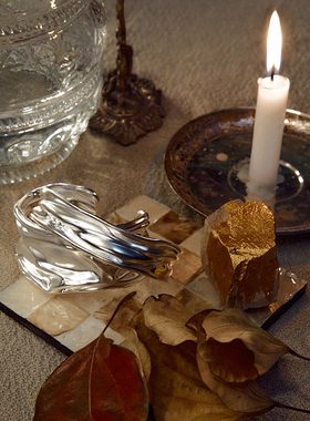 Apt702 2023AW Pleated Cuff Bracelet 925纯银褶皱袖口手镯手环