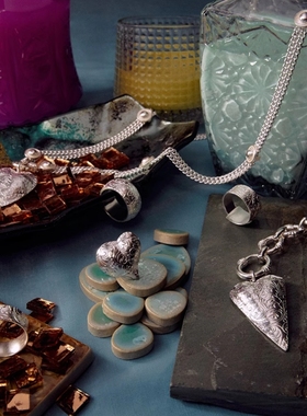 Apt702桃心压银戒指925银