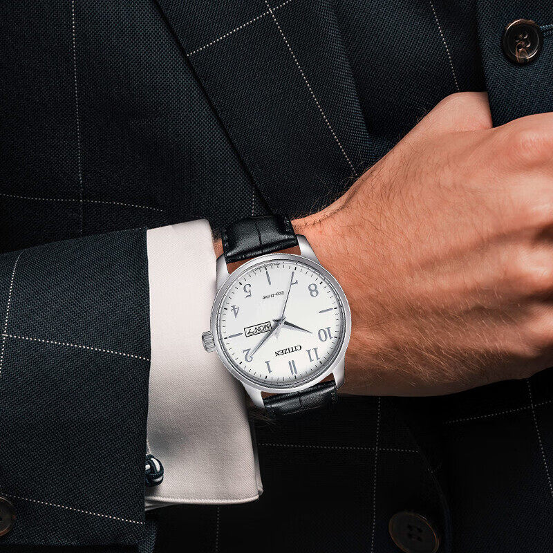 【海外新款】西铁城光动能商务男皮带 西铁城海外日韩腕表