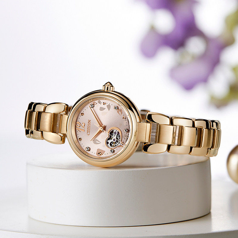 citizen官方正品玫瑰金紫藤花手表 西铁城海外日韩腕表