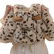 Girls leopard print fur coat 2025 new fashionable children's plush hooded sweater mink fur warm winter clothing