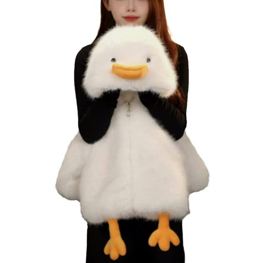 女童可爱鸭皮草外套2025新款连帽儿童加绒防貂毛毛衣宝宝保暖冬装