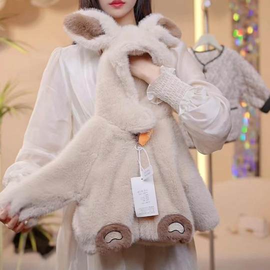 Girls' fur coat and plush sweater winter wear