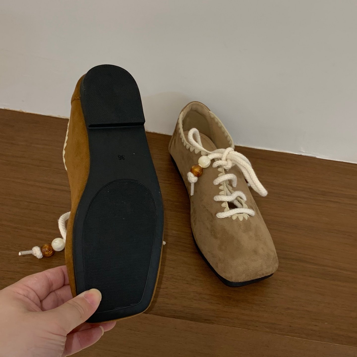 韩系复古绑带方头平底单鞋女鞋子2025新款小众绒面深口豆豆乐福鞋,淘宝优惠券,粉丝福利购,淘宝优惠卷