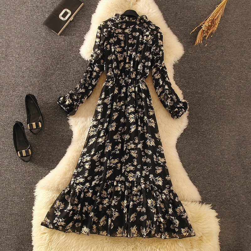 雪纺2020秋冬新款中长款潮打底裙子 麦田姑娘服饰连衣裙