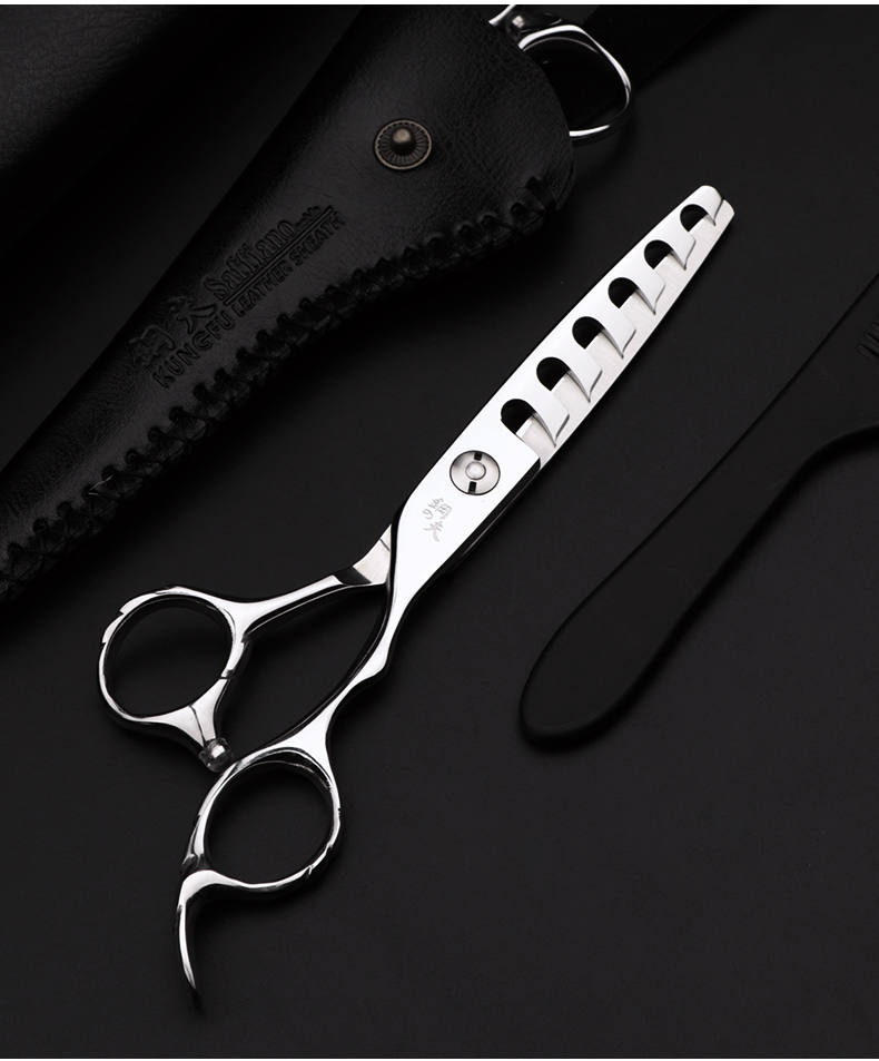 钢夫剪刀美发剪6寸洞洞剪束感剪无痕打薄剪牙剪纹理剪专业发型师