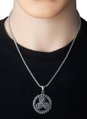 不锈钢漩涡幸运符男女项链钛钢