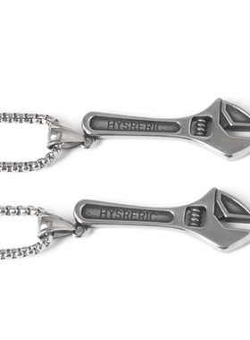 不锈钢时尚简约复古个性机械小扳手吊坠钛钢男女街头潮流长款项链