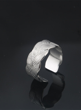 花朵树叶枫叶开口可调节钛钢戒指