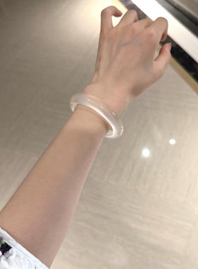 高冰透明玉石手镯白月光女款正圈