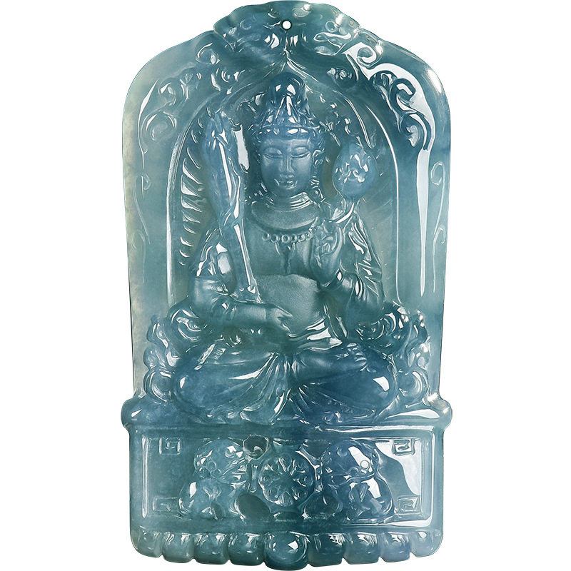 天然A货翡翠蓝水冰种大势至菩萨吊坠缅甸生肖马守护神本命佛男女,淘宝优惠券,粉丝福利购,淘宝优惠卷