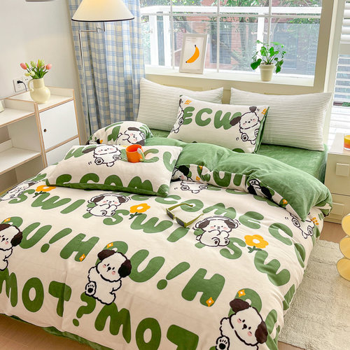 MR．SLEEP/觉先生卡通AB版牛奶绒印花床上四件套保暖亲肤宿舍家庭 - 图1