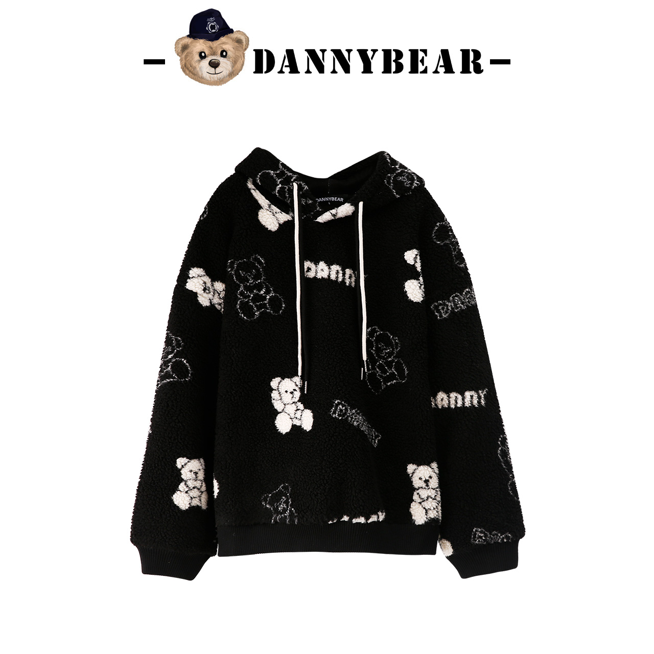 【第五空间舱】DANNYBEAR轻奢泰迪绒印花小熊男女款连帽卫衣外套