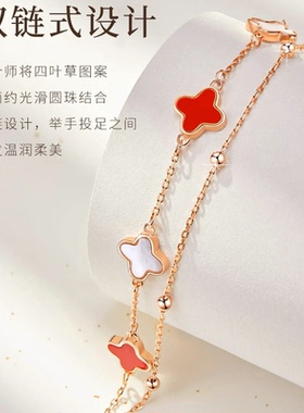 999纯银四叶草五花手链