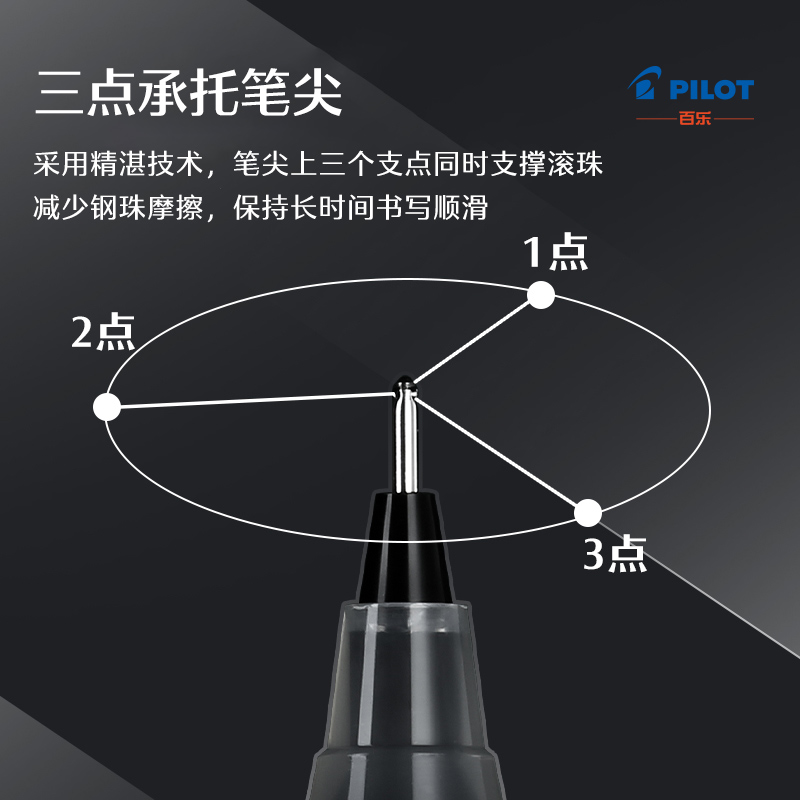 新品PILOT百乐P500金标限定新款针管中性笔0.5mm水笔大容量黑笔学生练字考试顺滑签字笔考试财务黑色蓝红色 - 图3