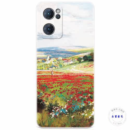 适用于唯美小花9oppo reno7手机壳8pro+6小清新4se油画5k全包文艺3元气版2z女款Ace轻薄软十 - 图3