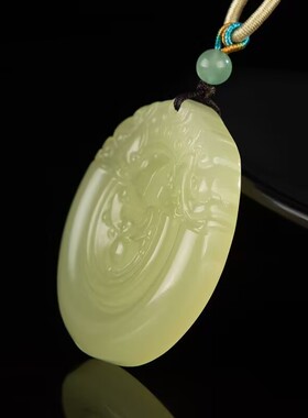 和田色玉天然玉石挂件男女款项链招财转运青白玉仿古兽玉佩吊坠