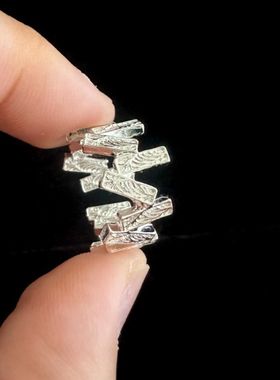 S925纯银唐草阑珊开口戒指女2025年新款国潮风花纹元素小众简约指