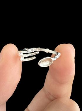 鱼骨叉戒指独特创意个性时尚精致轻奢食指指环简约百搭日常配饰