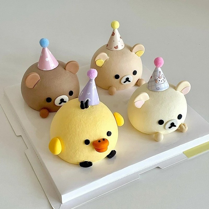 小红书同款轻松熊造型可爱毛球帽蛋糕装饰彩色迷你小帽子甜品摆件,淘宝优惠券,粉丝福利购,淘宝优惠卷