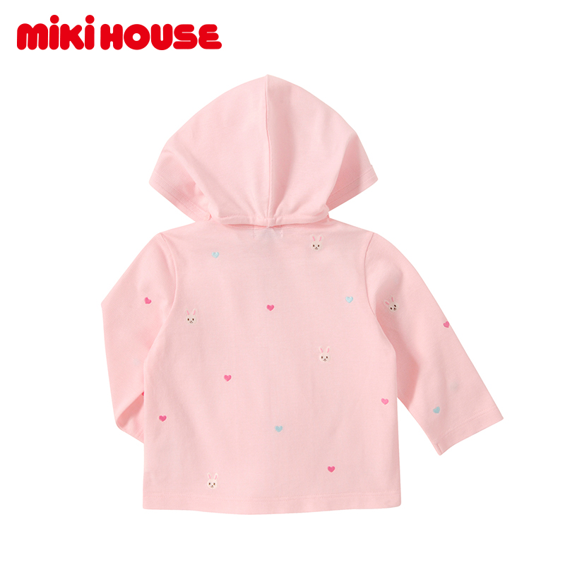 MIKIHOUSE宝宝外套刺绣儿童拉链长袖连帽衫儿童可拆帽外套日本制