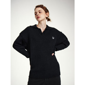 CMF American retro polo bottoming knitted fir sweater ແຂງສີ lazy ແບບຄູ່ອາວຸໂສເທິງ