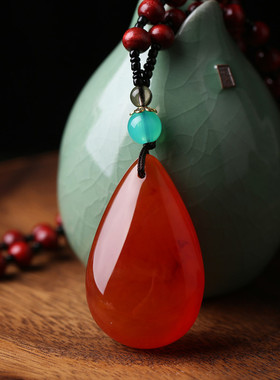 长款蜜蜡血琥珀红木佛珠毛衣链