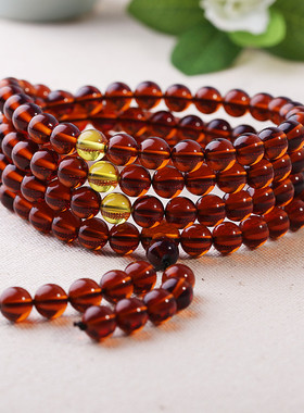 鸡油黄蜜蜡手串108颗佛珠琥珀手链血珀转运珠项链民族风金珀配饰