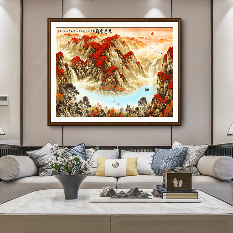 定制办公室挂画万里长城画靠山图老板办公桌背景画书柜壁画装饰画_虎窝淘