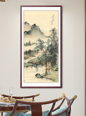 张大千入户正对门玄关客厅装饰画